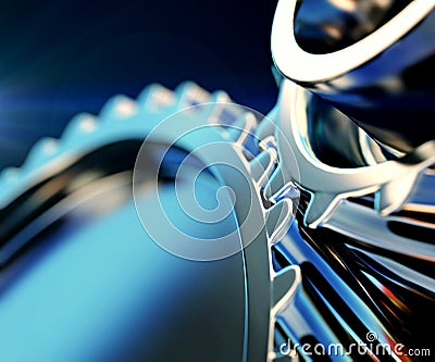 Gear metal wheels close-up Cartoon Illustration