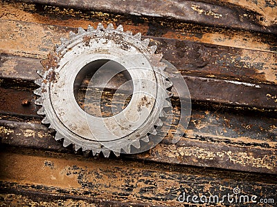 Gear metal wheels close-up. Stock Photo