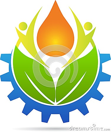 Gear with oil drop Vector Illustration