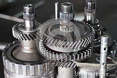 The Gear parts from car transmission Stock Photo