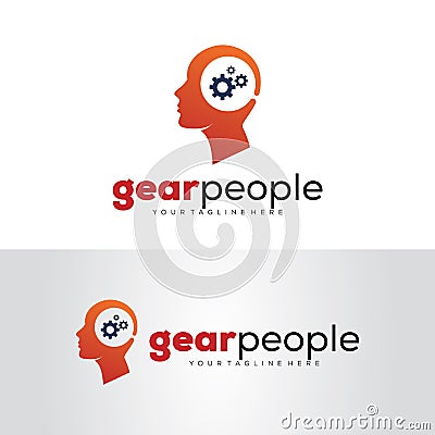 Gear People Logo Design Template Vector Illustration