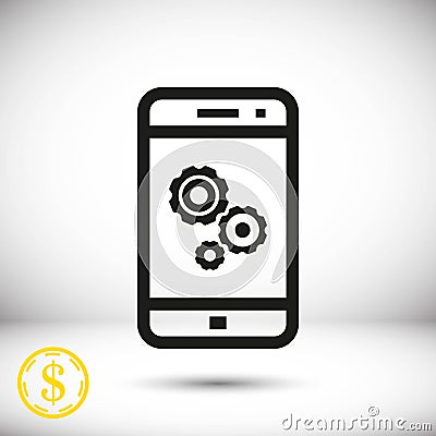 Gear phone icon stock vector illustration flat design Vector Illustration