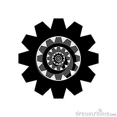 Gear recursion icon. Nested cog symbol. Infinite mechanics vector. Industrial engineering process. Vector Illustration