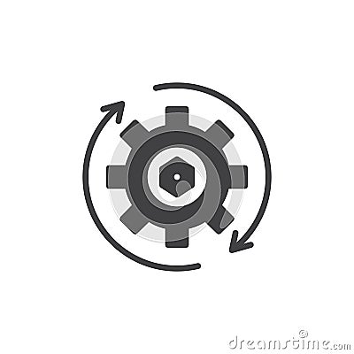 Gear and Rotation arrows vector icon Vector Illustration