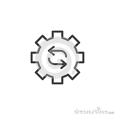 Gear rotation outline icon Vector Illustration