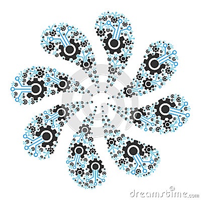 Gear Sensor Icon Swirl Flower Vector Illustration