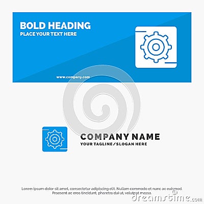 Gear, Setting, Box SOlid Icon Website Banner and Business Logo Template Vector Illustration