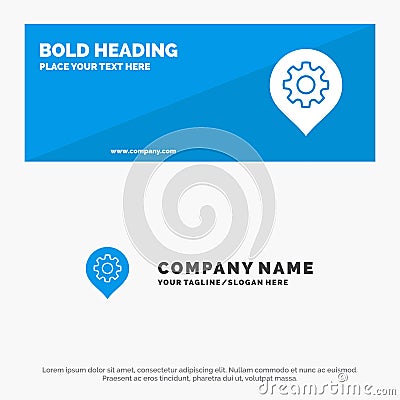 Gear, Setting, Location, Map SOlid Icon Website Banner and Business Logo Template Vector Illustration
