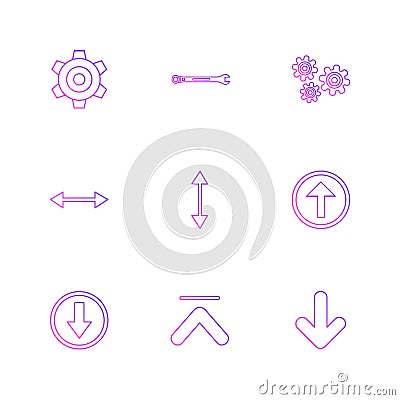gear , setting , wrench , arrows , directions , left , right , p Vector Illustration