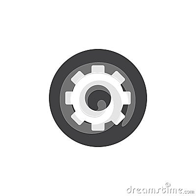Gear, settings flat icon. Round simple button, circular vector sign. Vector Illustration
