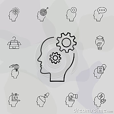 Gear, solution, head icon. Universal set of creative thinking for website design and development, app development Stock Photo