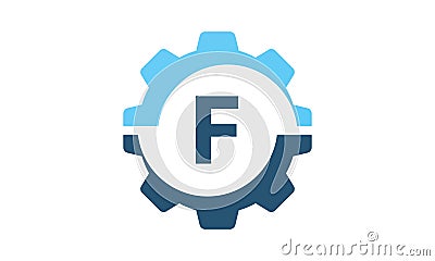 Gear Solution Logo Initial F Vector Illustration