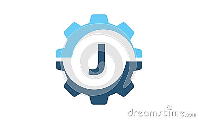 Gear Solution Logo Initial J Vector Illustration