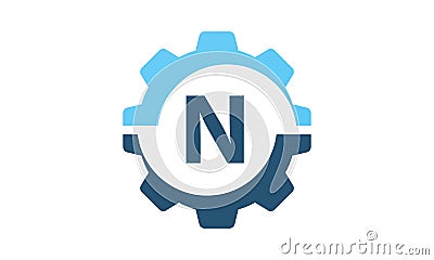 Gear Solution Logo Initial N Vector Illustration