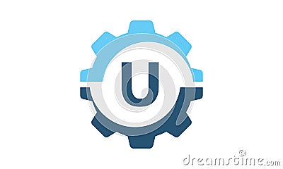 Gear Solution Logo Initial U Vector Illustration