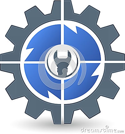 Gear spanner logo Vector Illustration