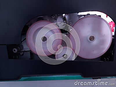 gear system on an engine that is interconnected as a transmission Stock Photo