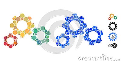 Gear System Mosaic Icon of Spheric Items Vector Illustration