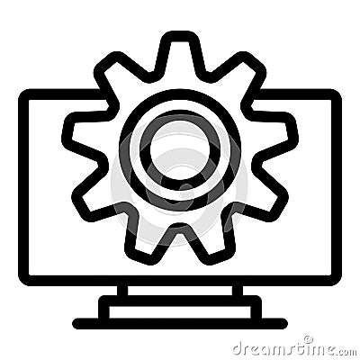 Gear team monitor icon outline vector. App code Vector Illustration