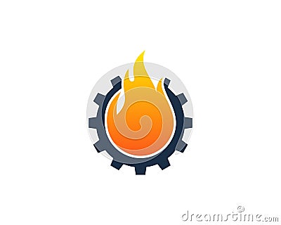 Gear Tool Fire Flame Icon Logo Design Element Vector Illustration