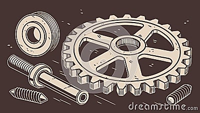 Gear and tools, mechanical engineering vector design Generative AI Vector Illustration