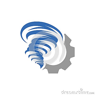 Gear with Tornado logo vector template, Creative Twister logo design concepts, icon symbol, Illustration Vector Illustration