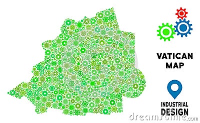 Gears Vatican Map Collage Vector Illustration