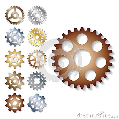 Gear vector illustration mechanics gearing web development shape work cog engine wheel equipment machinery element Vector Illustration