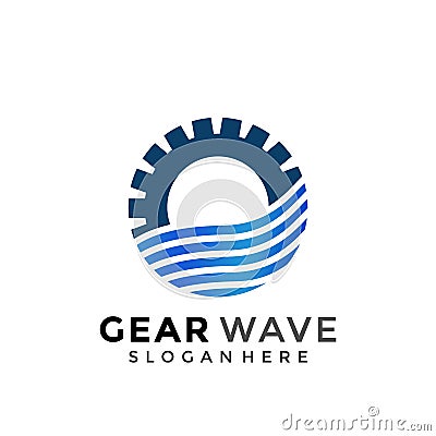 Gear Water Wave Logo Icon Design. Creative simple logos designs Vector illustration template Vector Illustration