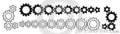 Gear wheel icon set. Simple Gear wheel collection. Cogwheel. Gear icons. Vector Illustration