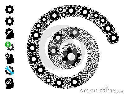 Gear Wheel Icon Spiral Twist Mosaic Vector Illustration