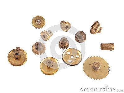 Gear wheels and cogs on a white background Stock Photo