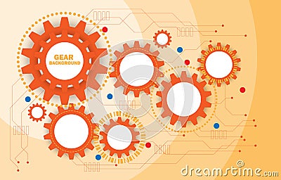 Gear wheels orange infographic for cooperation or teamwork symbols with different options engineer EP.1 Vector Illustration