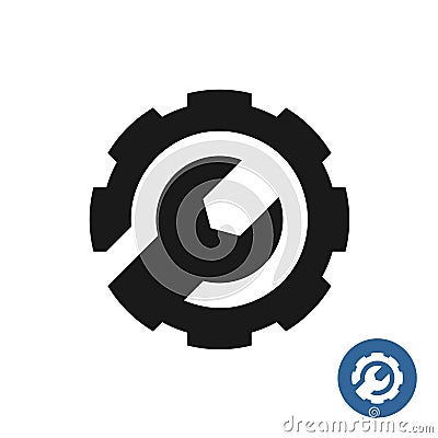 Gear and wrench icon. Service support logo. Vector Illustration