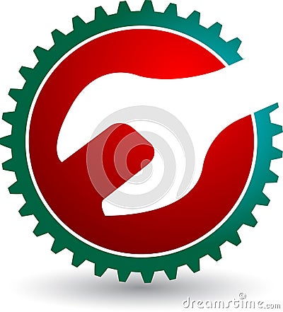 Gear wrench logo Vector Illustration