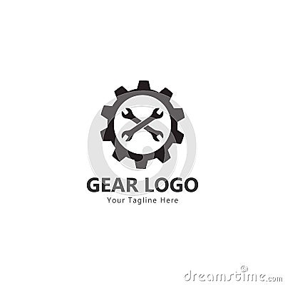 Gear and wrench logo simple creative mechanic design vector template. Vector Illustration