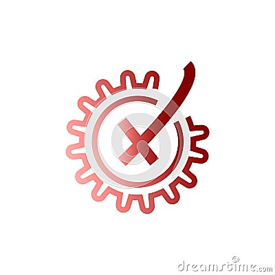 Gear with wrong mark inside it Vector Illustration