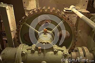 Gearbox with large gear wheel Stock Photo