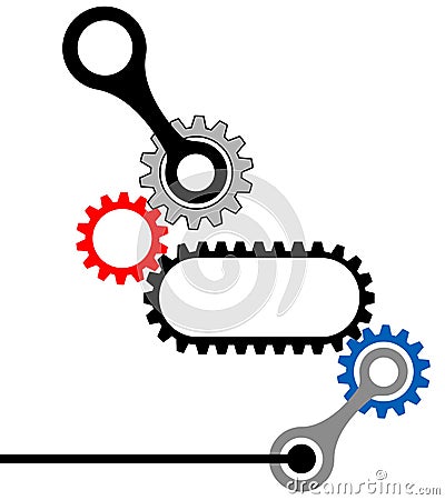 GearBox-Mechanical Industrial Complex Vector Illustration