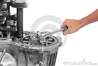 Gearbox repairing Stock Photo