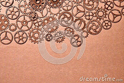 Gears, abstract background, lots of little rusty gears, steampunk Stock Photo