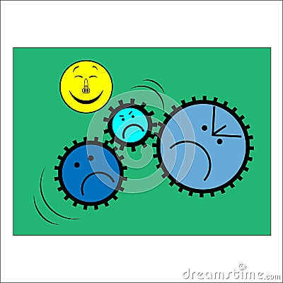 Gears with angry faces. Vector Illustration