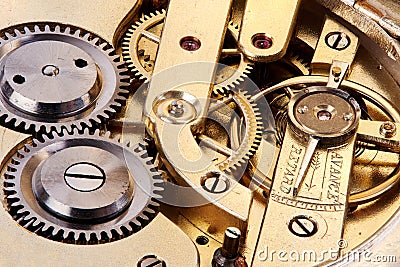 Gears of antique pocket watch Stock Photo