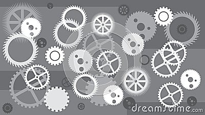 Gears background. Concept of motion. Technology. GREY white. Vector Illustration