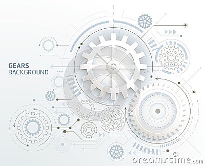 Gears background white color. Vector Illustration