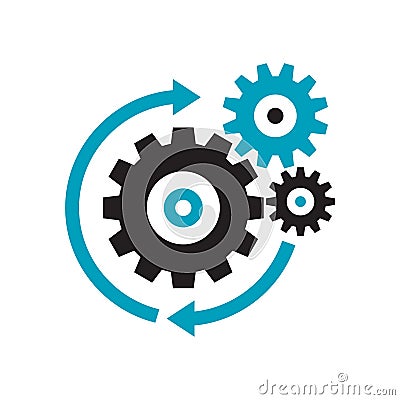 Gears - black icon on white background vector illustration for website, mobile application, presentation, infographic. Cogwheels Vector Illustration