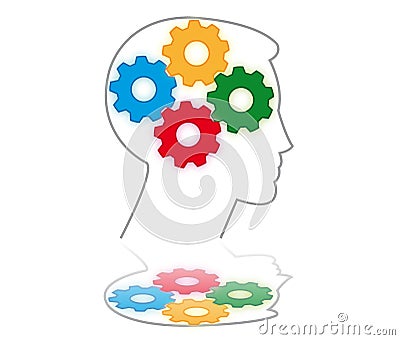 Gears Brain Cartoon Illustration