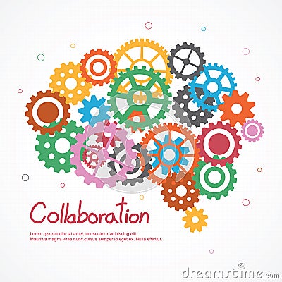 Gears brain for cooperation or teamwork Vector Illustration