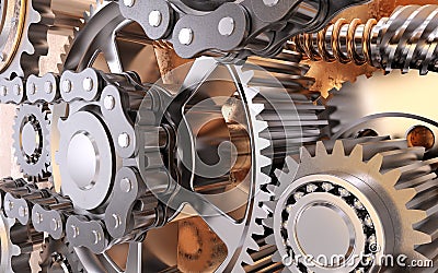 Gears with chain Stock Photo