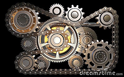 Gears with chain Stock Photo